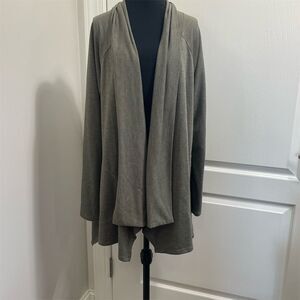 Women's Logo Green Open Cardigan Sweater Size M Lightweight Draped